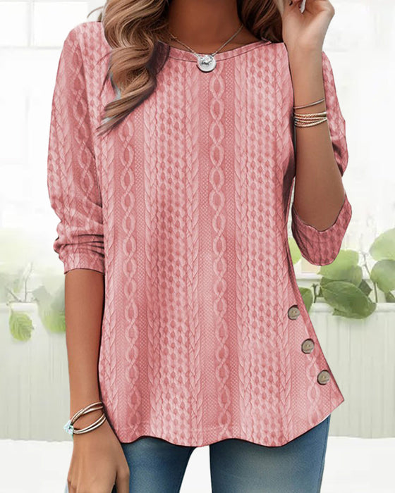 Top w jednolitym kolorze z okrągłym dekoltem