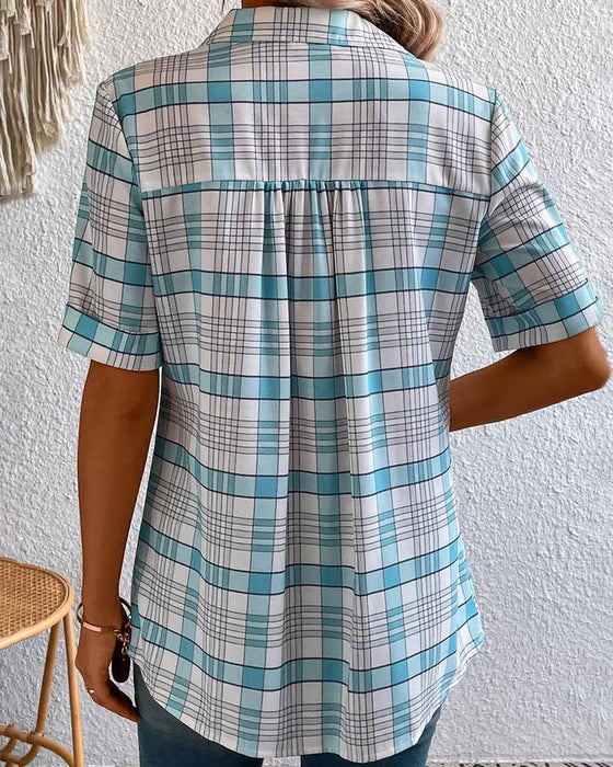 Koszulka z guzikami w kratkę