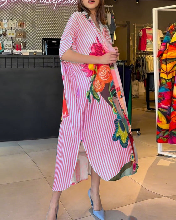 Bluzka z guzikamii rozcięciem w pionowe paski