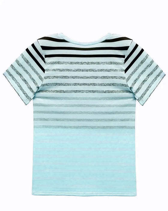 T-Shirt Okrągły Dekolt Krótki Rękaw W Paski