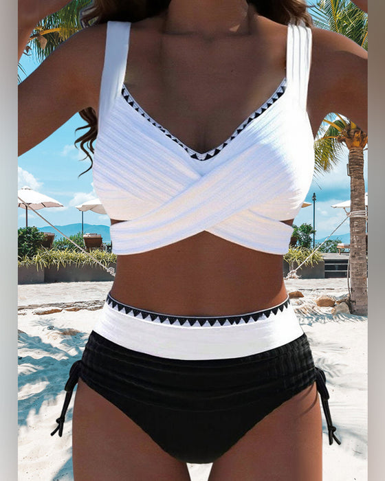 Bikini Casual Kontrastowy Kolor Szycie Dwuczęściowy
