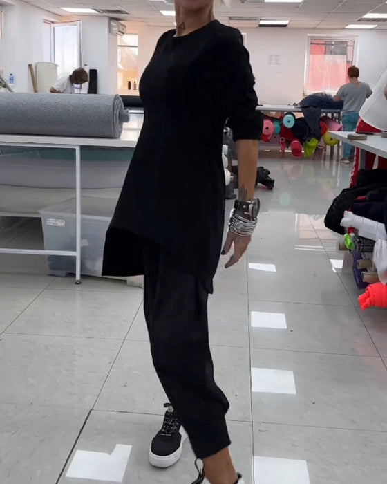 Bluza średniej długości z okrągłym dekoltem