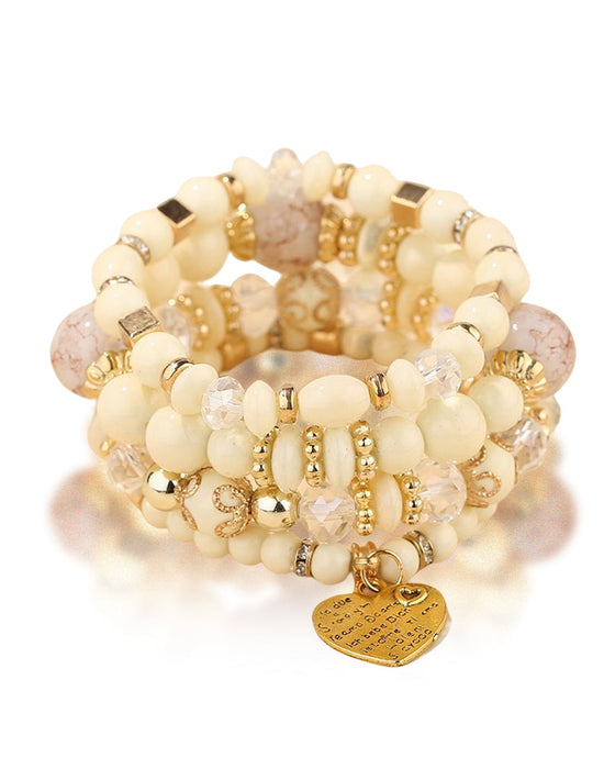 Warstwowa bransoletka z koralików w kształcie serca