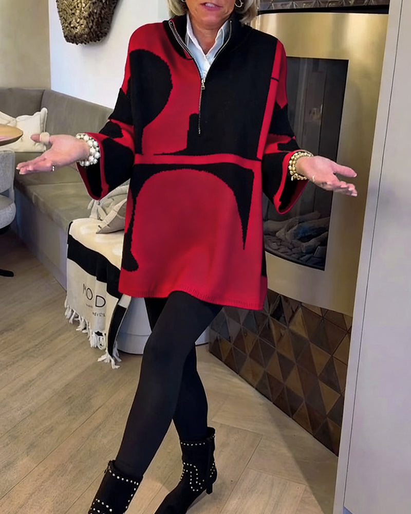 Sweter Z Półzamkiem I Modnym Stójkowym Kołnierzem