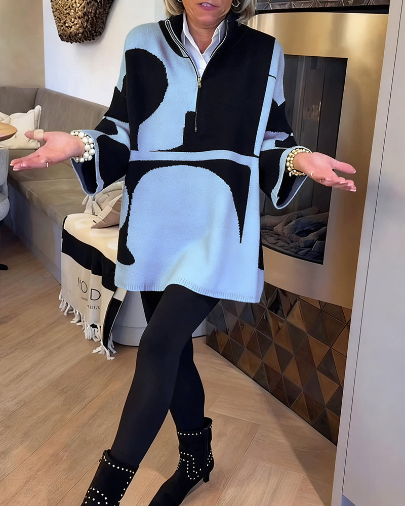 Sweter Z Półzamkiem I Modnym Stójkowym Kołnierzem