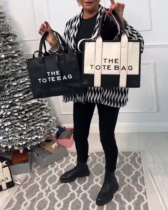 Modna torba typu tote z dwukolorowymi szwami