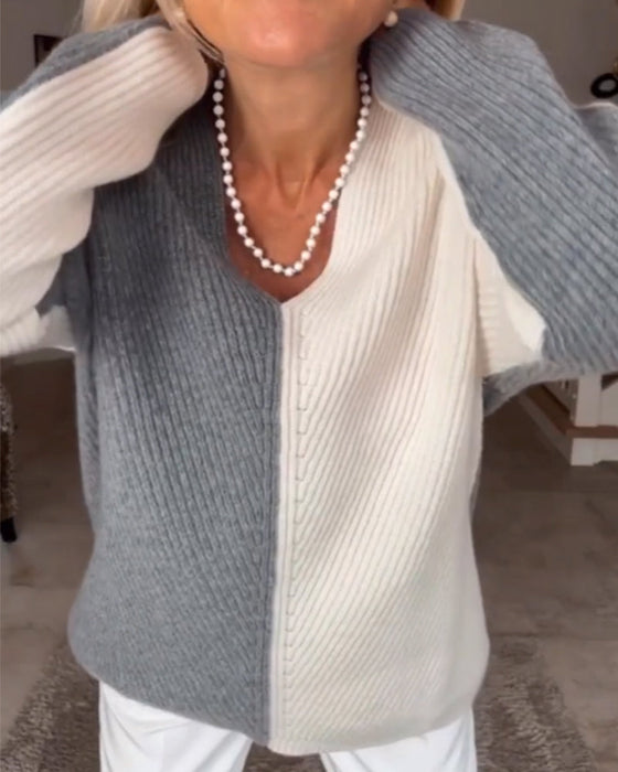 Sweter blokowy w kolorze v-deck