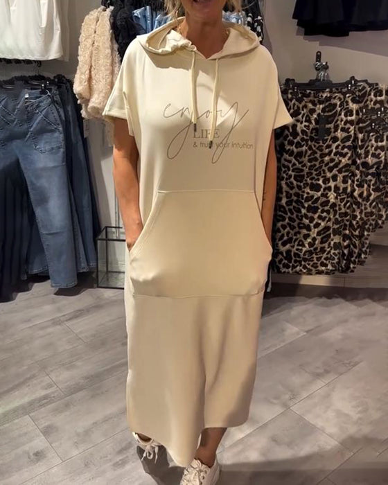 Sukienka Z Kapturem Casual Sznurek