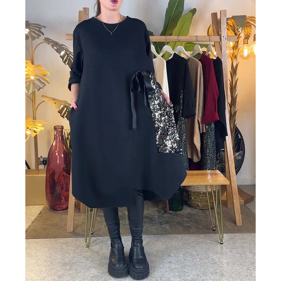 Ukienka Z Długimi Rękawami Luźna Z Cekinami