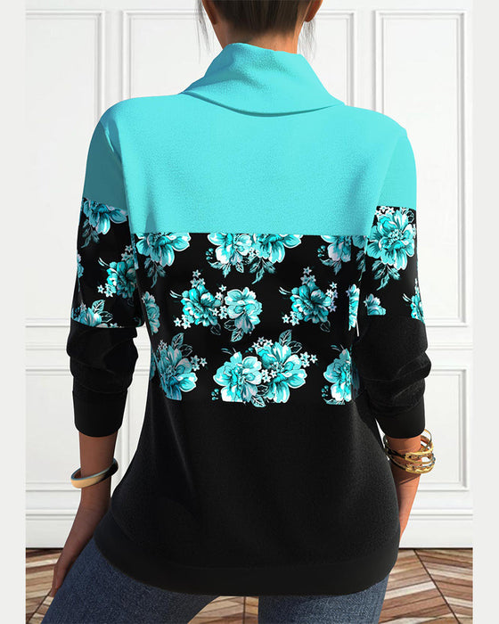 Bluza ze ściągaczem w kwiatowy wzór