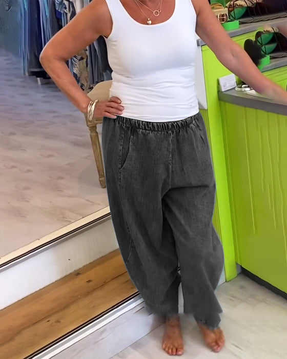 Jeansy Z Elastycznym Pasem W Stylu Casual