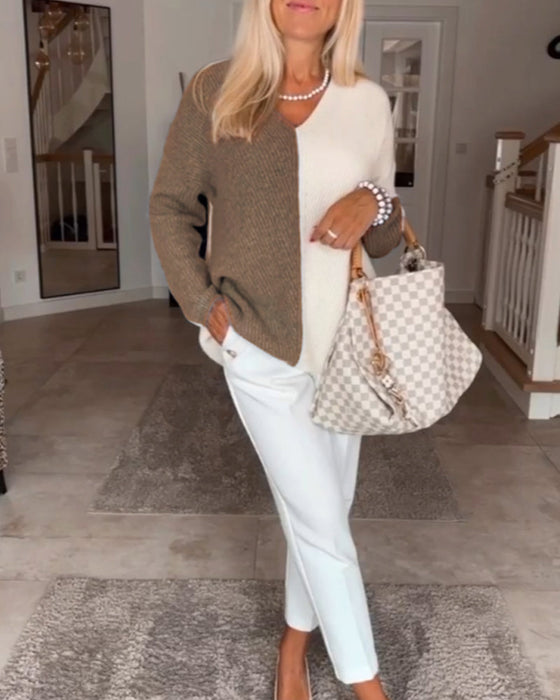 Sweter blokowy w kolorze v-deck