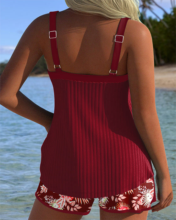 Tankini W Paski Dwuczęściowy Szorty Plażowe