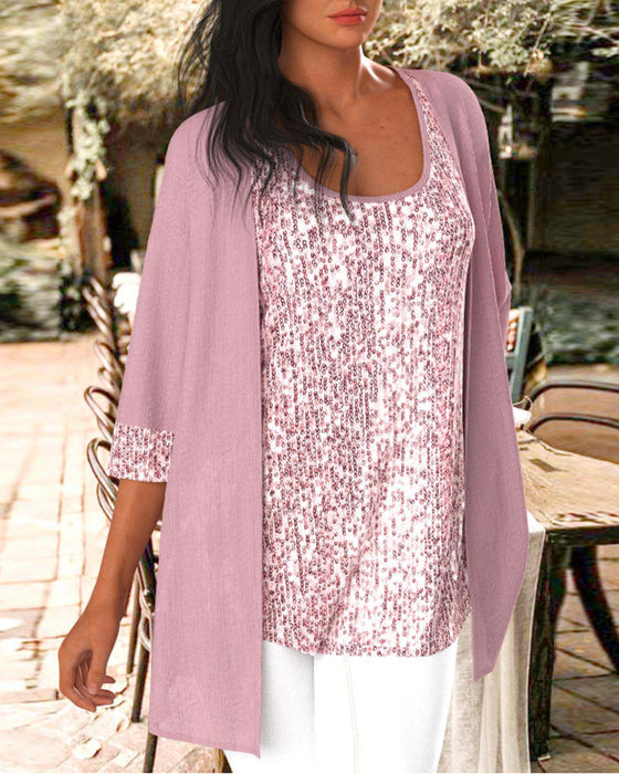 Bluzka i kardigan z cekinami