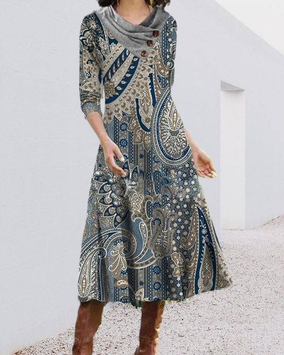 Sukienka midi z nadrukiem paisley