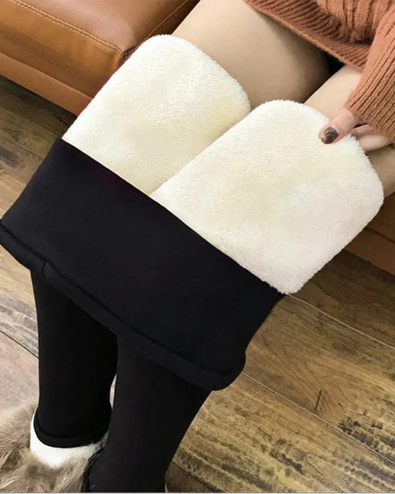 Zimowe legginsy z owczej skóry