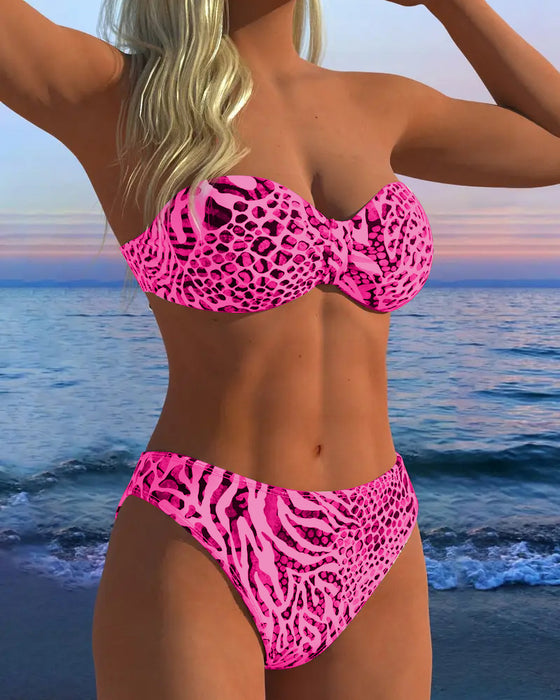 Strój Kąpielowy Seksowny Leopard Print Dwuczęściowy