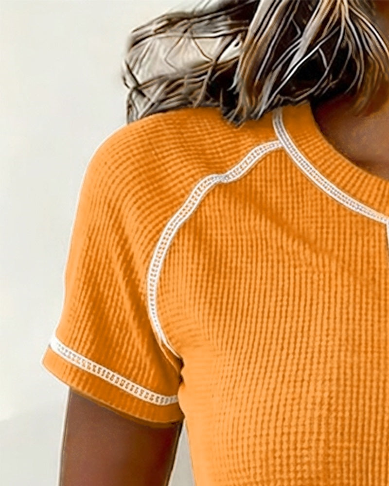T-Shirt Tkanina Gofra Henley