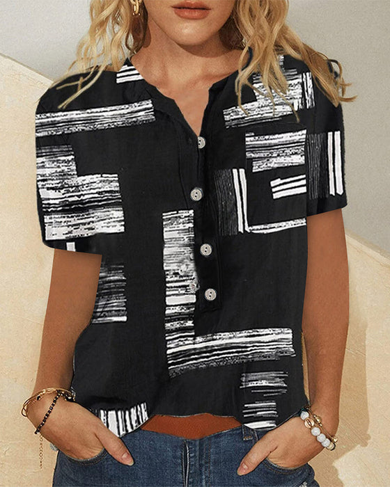 Wzorzysty top z krótkimi rękawami