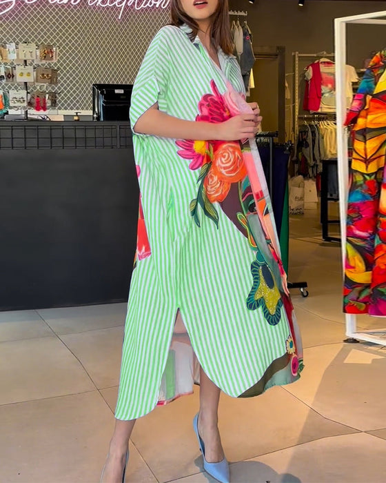 Bluzka z guzikamii rozcięciem w pionowe paski