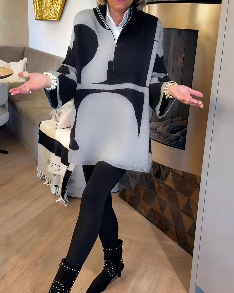 Sweter Z Półzamkiem I Modnym Stójkowym Kołnierzem