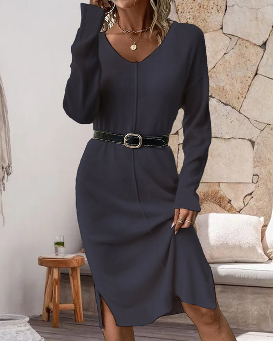 Elegancka sukienka z dekoltem w kształcie litery V