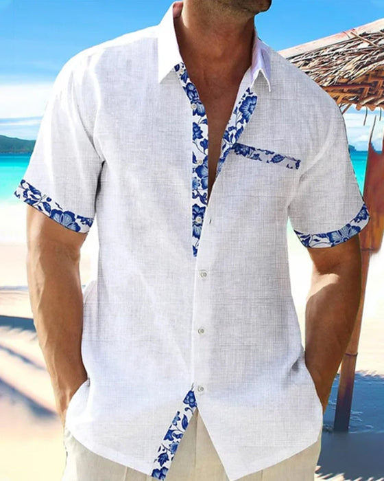 Koszula z krótkim rękawem z bawełny i lnu