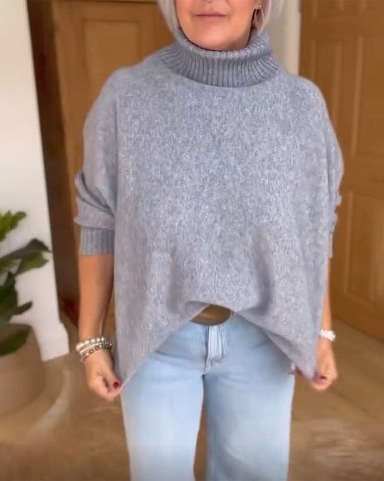 Sweter  wysoki dekolt  podstawowy  swobodny styl