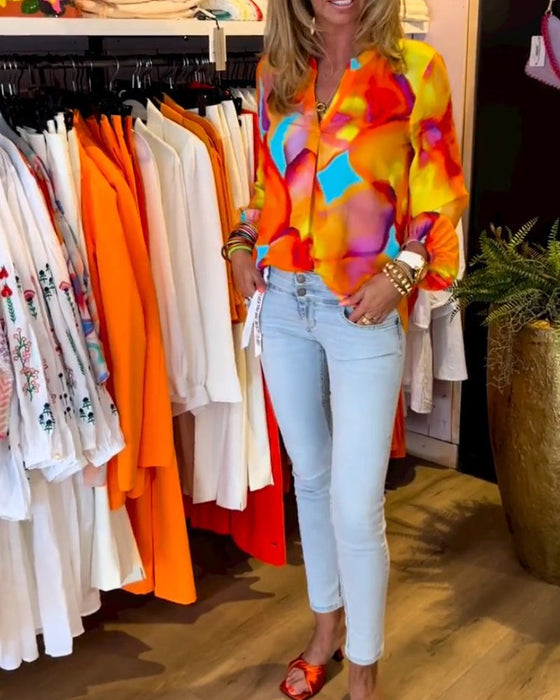 Koszula z długim rękawem i kolorowym nadrukiem