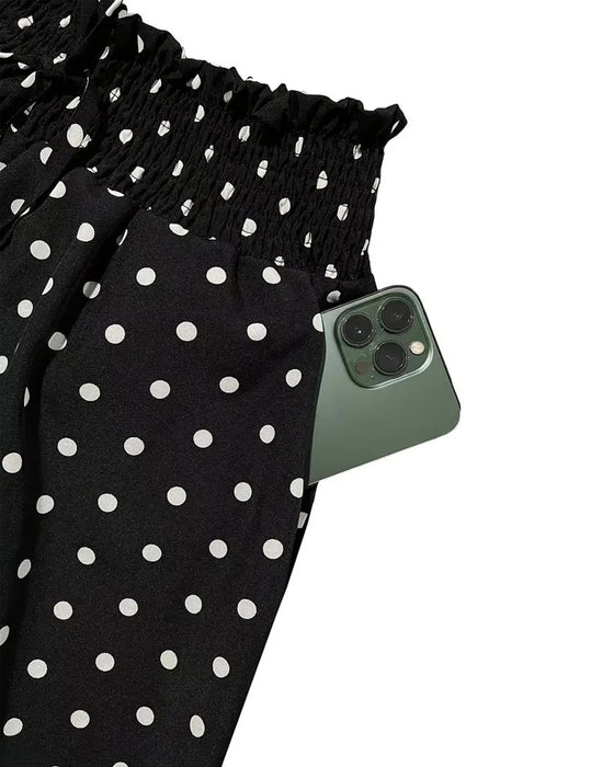 Spodnie Polka Kropka Wydruk Długie