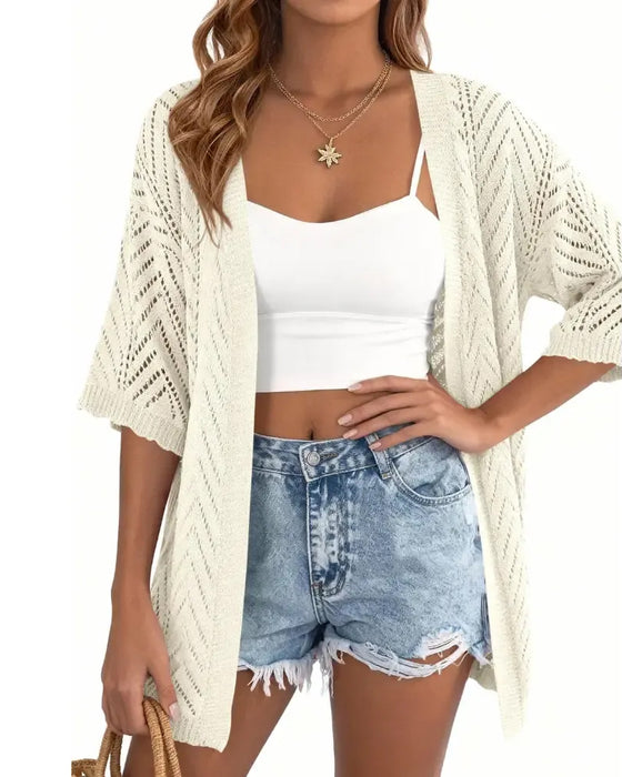 Cardigan Wycięcie Luźny Otwarty