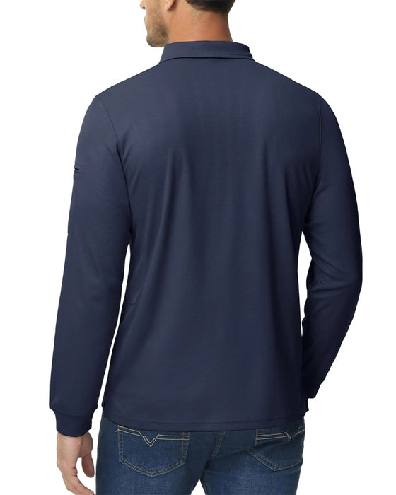 T-Shirt Kołnierz Polo Długi Rękaw Swobodny