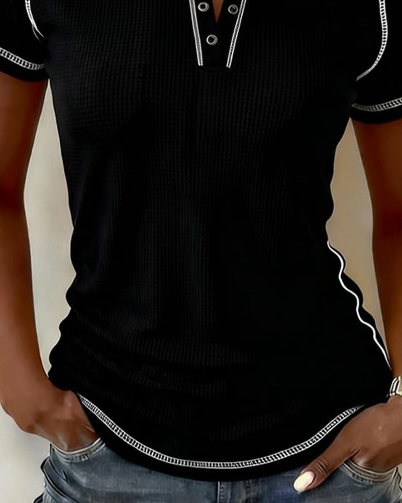 T-Shirt Tkanina Gofra Henley