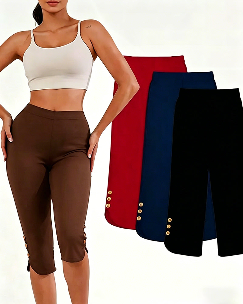 Legginsy Jednokolorowe Slim-Fit Skrócone