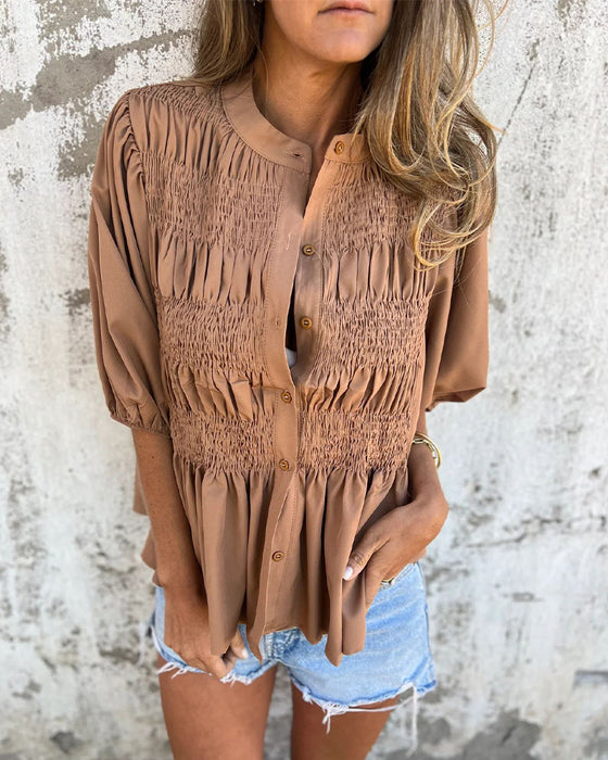 Bluzka Casual Moda Krótki Rękaw Jednolity Kolor