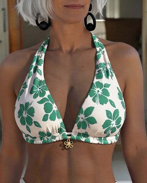 Bikini Hibiskus Druk Halter