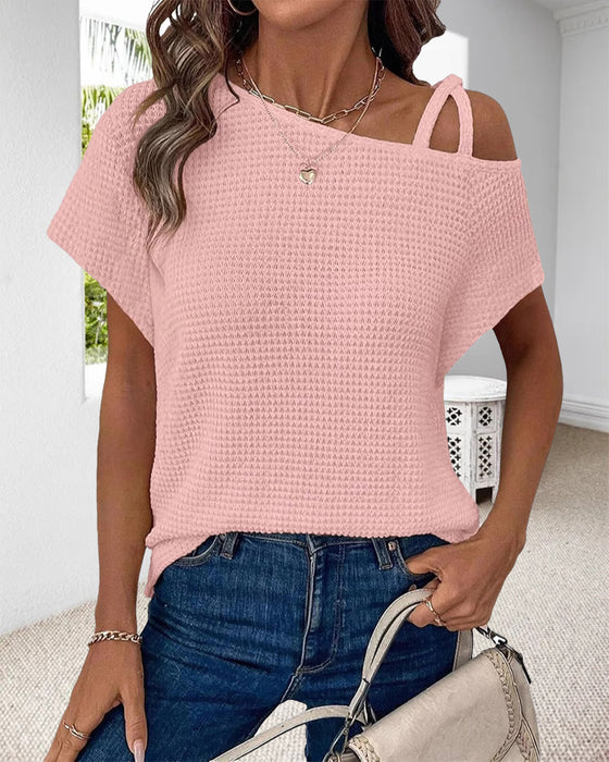 T-Shirt Jedno Ramienne Wiązanie Z Przodu Casual