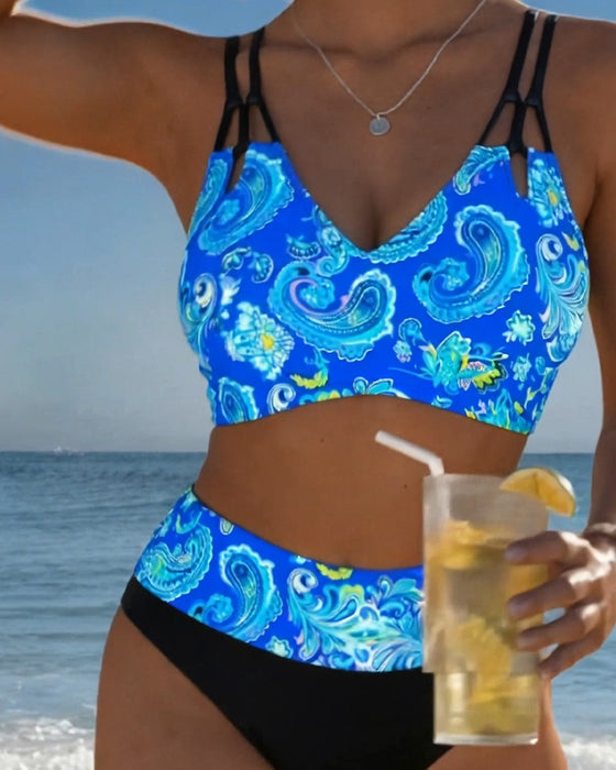 Bikini Blok Kolorów Pasek Paisley