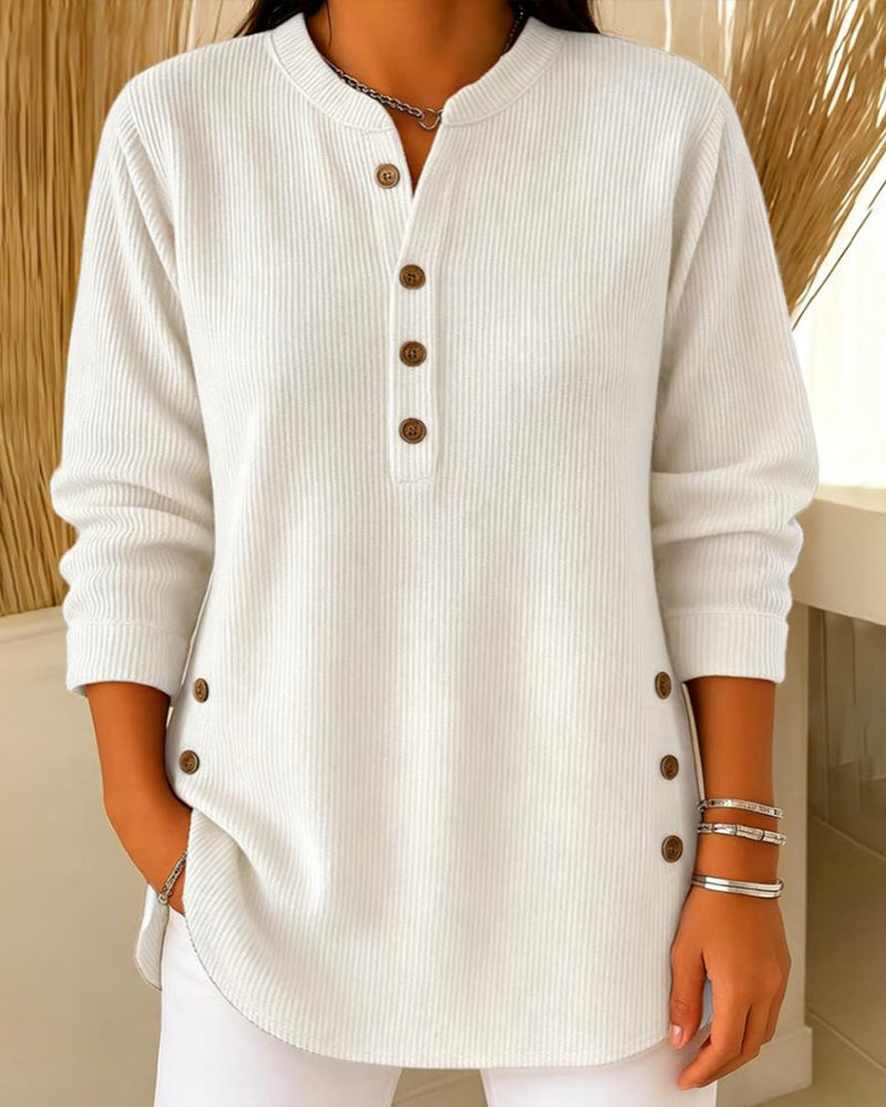 Sweter Henley Guzik Gładki