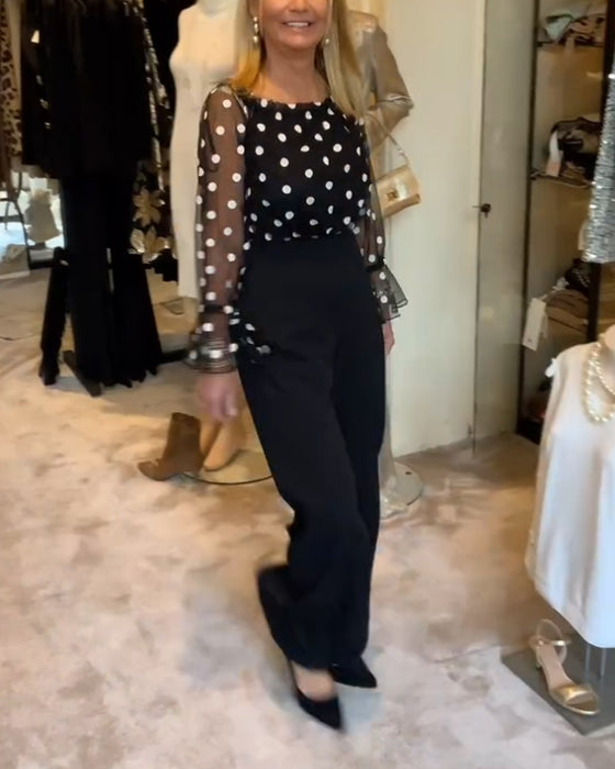 Bluzka Casual Przezroczysta W Kropki