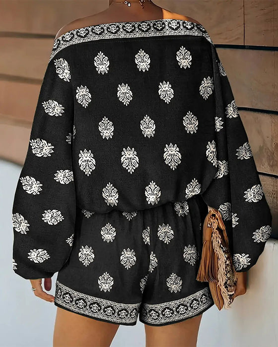 Zestaw Damski 2 Części Strój Boho Top I Szorty