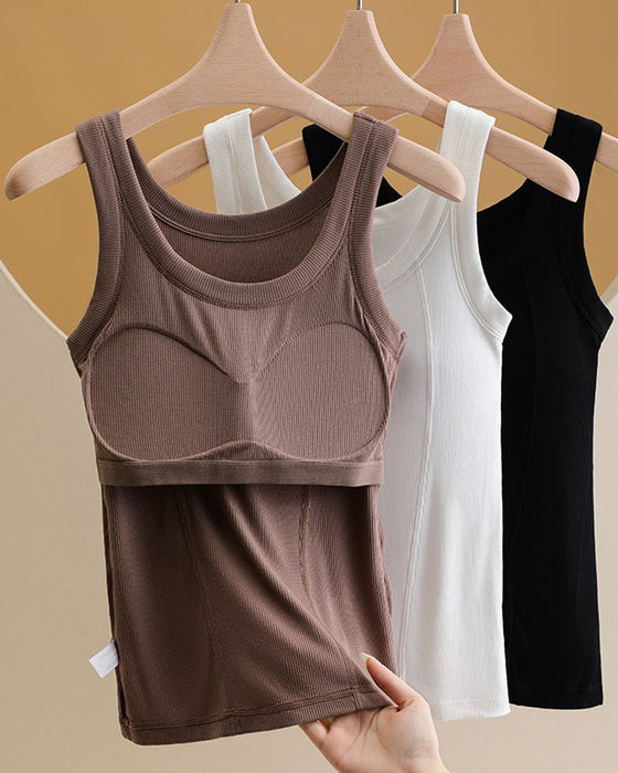 Top Cami Jednokolorowy Z Wbudowanym Biustonoszem