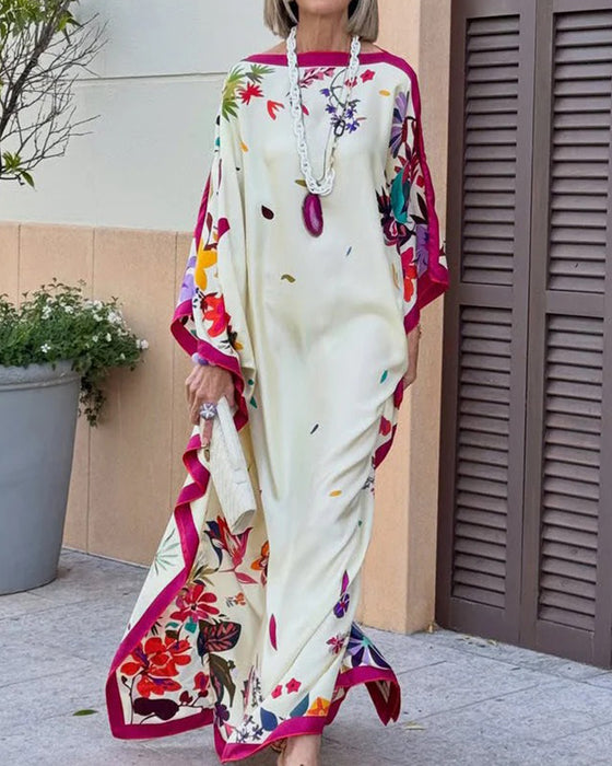 Sukienka Off-Shoulder Kontrast Luźny Wakacje
