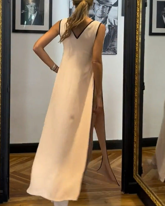 Elegancki komplet bez rękawów z kokardką