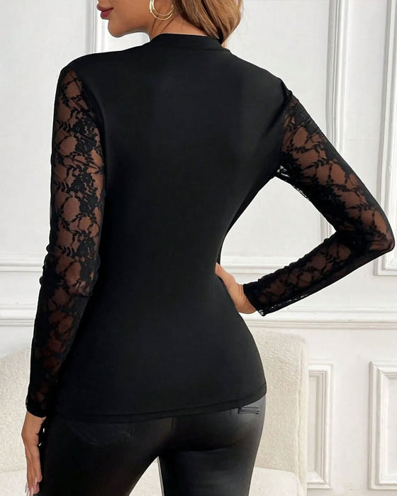 Top Koronka Patchwork Ażurowy