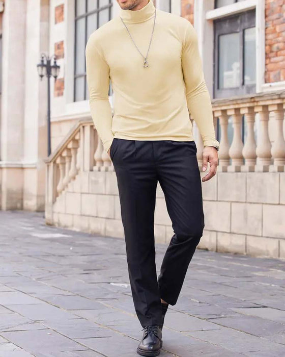 Bluzka Wysoki Kołnierz Slim Fit Jednolita Męska