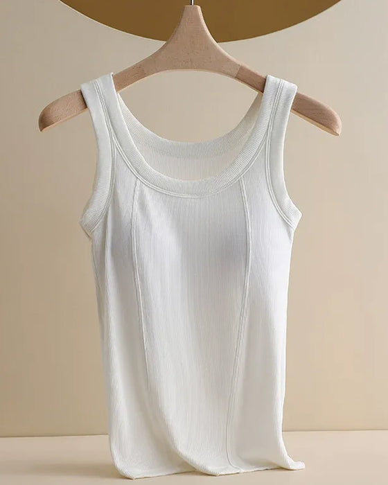 Top Cami Jednokolorowy Z Wbudowanym Biustonoszem