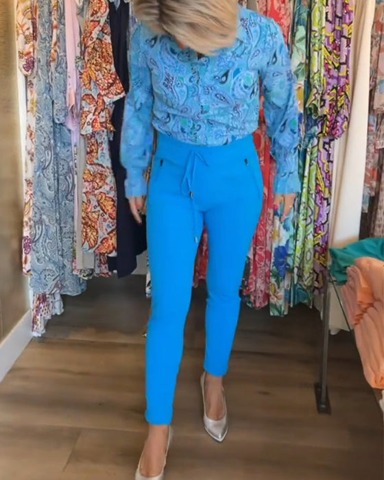 Wakacyjna koszula z długim rękawem i nadrukiem