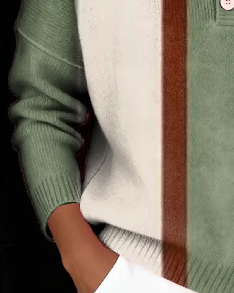 Pullover Z Długimi Rękawami I Wzorem Color Block