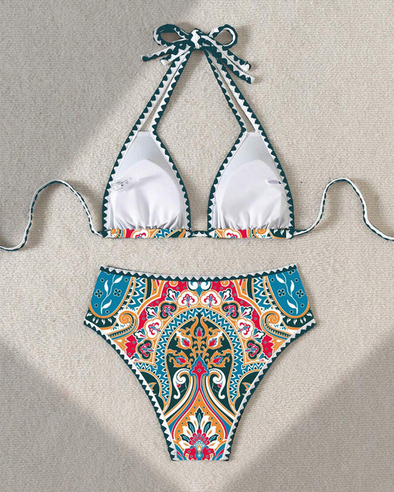 Seksowny Top Bikini Biustonosz Nadruk Trójkąt